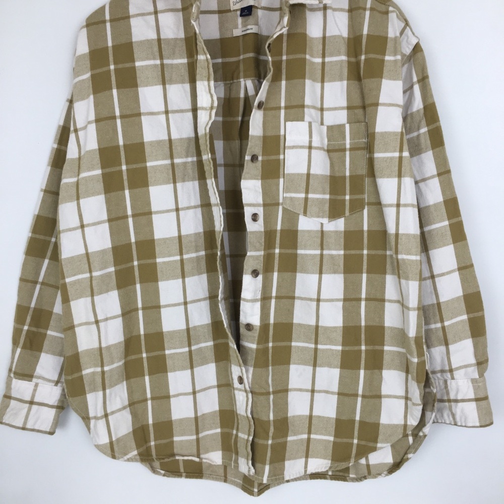 Universal Thread Olive Green Plaid Oversized Flannel Button Down Shirt Size M - Picture 5 of 11